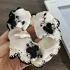 Retro Negro Flor Bordada Encaje Elegante Lazo para el Cabello Cuerda Elegante para el Cabello de Fiesta Accesorios para el Cabello Versátil Ropa de Trabajo