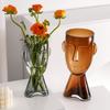 Vaso de Vidro Retrato Nórdico Sala de Estar Simples Hidropônico Celebridade da Internet Rosto Vaso Ornamentos Criativos de Mesa Atacado