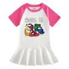 Nuevo Vestido de Verano 2023 para Niñas con Dibujos Animados de Media Manga, Delgado, Transfronterizo, Estilo Occidental para Bebé, Falda Plisada