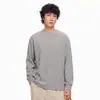 Camiseta Masculina Manga Longa Gola Redonda 2026 Chegada Nova Outono Textura Cor Lisa Peso Pesado Retro Japonês Casual