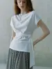 Camiseta Asimétrica de un Hombro con Cuello y Cinturón Xia Lan Yunqiao para Mujer, 2 Colores, Camisa Pequeña N