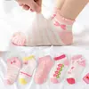 Calcetines de Malla Transpirables Finos para Niñas, Venta al por Mayor Transfronteriza, Primavera y Verano, de Caña Media, para el Piso, con Bordes Volantes