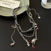 Y2K Doce Cool Spice Drop Oil Butterfly Leather Tassel Colar Mulheres High Sense Choker Brincos Colar Trendy Wholesale