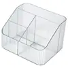 Caixa de Armazenamento de Cosméticos com Compartimento Transparente Organizador de Mesa com Listras Verticais Caixa para Toucador Armazenamento de Batom Skincare Itens Diversos
