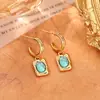 Brincos Quadrados Geométricos Retrô de Luxo Acessível Europeus e Americanos Brincos Elegantes da Moda com Pedras Naturais de Alta Qualidade Brincos Emagrecedores para Mulheres