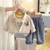 Traje Elegante para Meninos Primavera/Outono 2026 Novo Conjunto Casual de Cardigã de Manga Longa para Crianças Roupas de Bebê Dropshipping