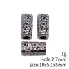 10x5.1x5 mm, Diámetro del Agujero Aproximadamente 2.7 mm, 1 g, Color Plata Antigua, Cuentas Espaciadoras Cuadradas Alargadas Martilladas para Dreadlocks