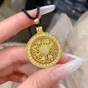 Nova corrente de pingente bússola de oito tesouros em ouro de areia estilo chinês Vietnã para mulheres joias de cobre banhado a ouro fabricantes atacado enviar namorada