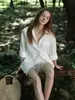 Camisa 100% Linho Estilo Old Money Natural Respirável, Conjunto de Camisa/Shorts Oversized 100% Linho Estilo Relaxado e Casual