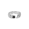 JA582 Estilo Coreano Ins Diseño de Nicho Minimalista Convexa Microincrustación Textura de Zircón Anillo Abierto de Plata de Ley S925 para Mujer