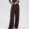 Pantalones Deportivos Casuales Minimalistas Transfronterizos para Mujer, Pantalones Largos Rectos Holgados de Pierna Ancha, Pantalones de Traje Formal de Cintura Alta de Secado Rápido para Primavera y Otoño