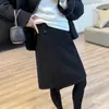 Saia Midi Assimétrica em Linha A, Saia de Lã Elegante e Simples, Super Emagrecedora, Saia Curta Outono e Inverno 2025, Nova G110114
