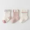Meias para Bebê Recém-Nascido para Outono e Inverno, Espessas e Quentes, Meias de Algodão Sem Costura para Recém-Nascidos, Meias Fofas de Cano Médio para 0-6 Meses