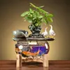 Aquário Criativo de Vidro para Peixe Dourado Decoração Circulante de Água para Mesa de Sala de Estar Pequeno Aquário Doméstico da Sorte Mini Vasilha para Peixe