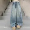Calça Jeans Feminina Primavera e Outono 2026 Nova Moda Estilo Coreano Casual Reta para Crianças Maiores