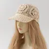 Sombrero de Ganchillo Hecho a Mano de Verano con Diseño Hueco de Pico de Pato para Mujer, Transpirable, Tejido de Malla, Gorra de Béisbol, Versátil, Permite Atar Cola de Caballo, Sombrero para el Sol