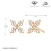 Pendientes de Mariposa de Plata de Ley S925 con Circonita Completa Transfronterizos para Mujer, Pendientes de Botón de Flor de Cuatro Pétalos de Lujo Ligero de Nicho de Gama Alta para Cuidado del Oído