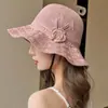 Sombrero Plegable Lavable Floral de Nuevo Estilo, Sombrero de Pescador Estilo Coreano de Verano, Sombrero de Sol con Visera para Proteger del Sol en Exteriores, Sombrero de Cubo