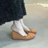 Zapatos planos estilo francés, modernos zapatos de abuela para mujer de suela blanda de piel de oveja, mocasines rojos, mocasines poco profundos de cuero suave tipo rollito de huevo