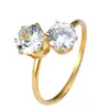 Anillo de Titanio Ajustable de Moda, Abierto, con Piedras Incrustadas, Anillo de Acero Inoxidable con Diamantes, Electrochapado al Vacío Antidesvanecimiento