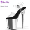 Sandálias plataforma impermeáveis galvanizadas de 20 cm, salto alto super alto, salto agulha, modelo de moda, sapatos de passarela, sapatos de casamento para banquete