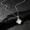 Collar de Trébol de Cuatro Hojas Plateado para Mujer, Plata Pura S999, Diseño de Nicho Versátil de Moda, Cadena de Clavícula de Plata Pura de Lujo Ligero