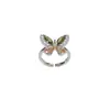 Anillo Abierto de Moda Otoño e Invierno, Sencillo, Tachonado con Pedrería, Bloques de Color, Mariposa, Único y Exquisito, Lujo Ligero, Versátil, Anillo con Sensación de Alta Gama