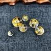 Cuentas de Cristal Blanco Natural con Cinco Sutras, Letras Doradas Electroplateadas, Mantra de Seis Palabras y Patrones de Nubes Auspiciosas, Disponibles en Varios Tamaños 8-16 mm