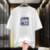 Camiseta de Manga Corta Pesada Estilo Americano de Algodón Puro para Hombre, 260g, Camiseta Básica Holgada de Cuello Redondo con Diseño Estampado, Top de Algodón 100% de Media Manga