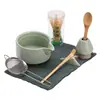 Juego de Cuatro Piezas para Matcha de Horno Ru Qiao Zi con Esmalte Agrietado, Herramientas de Té de Cerámica para Preparar, Performance de Té de la Dinastía Song, Tazón de Matcha