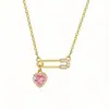 Collar con Broche de Corazón Transfronterizo Europeo y Americano para Mujer, Cadena para Clavícula Personalizada de Acero de Titanio de Lujo Ligero, Collar de Gama Alta de Nicho Estilo Ins