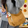 Bolso Cruzado de Gran Capacidad de Alta Gama para Viajes de Otoño e Invierno para Mujer 2026 Nuevo Estilo Marrón Lana Bolso de Hombro Plisado
