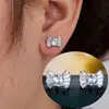 Pendientes Exquisitos de Nuevo Estilo con Lazo Incrustaciones de Circonita, de Venta Caliente, Transfronterizos de Lujo Ligero, Moda de Gama Alta, Elegantes y Versátiles