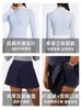 Novo conjunto de saia curta esportiva casual transfronteiriça de manga longa com sensação de pele para corrida, fitness, golfe, tênis ao ar livre