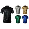 Verão 2025 Novo Exportação Amazon Roupas Masculinas Tendência Beleza Listra Estampado Hot Stamping Camisa Polo de Manga Curta