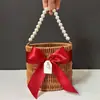 Cesta de Flores de Mimbre Tejido de Mano Cuadrada Redonda Cesta de Regalo Caja de Regalo de Cumpleaños Cesta de Almacenamiento de Mimbre Tejido de Mano