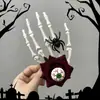 Acessório de cabeça de Halloween rosa caveira grampo de cabelo de tule para mulheres presilha lateral para cabelo acessório de festa cosplay decoração de mão de caveira