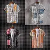 Camisa masculina casual de manga curta estilo Paisley, sem posicionamento