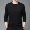 Camiseta de Manga Larga para Hombre 2024, Nueva Otoño/Invierno, Cuello Redondo, Casual, Moderna, Versátil, Camiseta Base