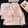 Estilo Chino Estilo Antiguo Bata Acolchada para Mujer Seda de Hielo Elegante Manga Larga Pantalón Largo Primavera Otoño Seda de Hielo Nieve Conjunto de Ropa para el Hogar