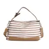Bolsa creativa de lino a rayas 2026 nueva bolsa de hombro versátil con un tacto elegante y de alta gama, bolsa cruzada casual