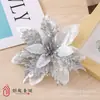 Flores de Natal com Glitter Dourado Transfronteiriças, Decorações de Natal, Acessórios para Árvore de Natal, Enfeites para Guirlanda de Natal, Cabeças de Flor de Poinsétia de Natal