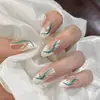 Pontas de Unha Vestíveis Cromadas com Acabamento de Luxo, Adesivos Eletrodepositados para Unhas Postiças Gradiente Branco Francês Nude, Arte de Unha em Formato Amêndoa