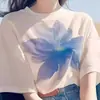 Camiseta Negra de Manga Corta para Mujer 2026 Verano Nuevo Estilo Holgada Adelgazante Moda Diseño de Mujer Top con Estampado Floral