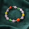 Pulsera de Abalorios de Buena Fortuna de Caqui para Mujer, Pulsera Exquisita de Nicho de Lujo Ligero, Nueva Joyería de Cristal Artificial 2025