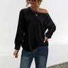 Suéter de manga larga casual brillante para mujer Otoño 2021 Nuevo Amazon Estación Independiente ebay Transfronterizo Explosiones Hombro