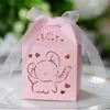 Caja de dulces láser para boda transfronteriza caja de dulces para primer año elefante de dibujos animados hueca festival caja de cartón rosa para niños