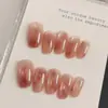 Manicure feita à mão em vidro âmbar de chá preto degradê, olho de gato, clareadora, unhas postiças de pressão, produto acabado no atacado