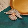 Entrada Francesa Lujo Broche de Caracola Completamente Incrustado de Diamantes Vintage Perla Imitación Color Champaña Accesorios para Abrigo Corsage Traje Hebilla de Pin