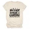 Mi primer año de acampada Amazon eBay sitio independiente moda casual camiseta de manga corta con cuello redondo para mujer